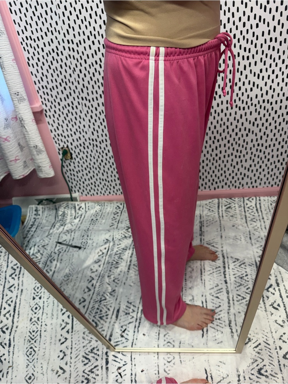 Athletic dept. pink Women's y2k pants 2 stripe drawstring